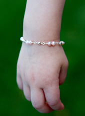 pink pearl silver bead baby bracelet